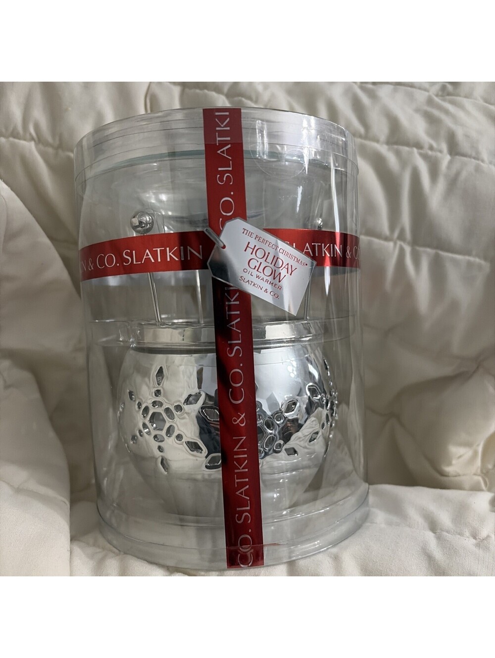 Slatkin & Co Bath & Body Works Holiday Glow Fragrance Oil Warmer Glass NEW